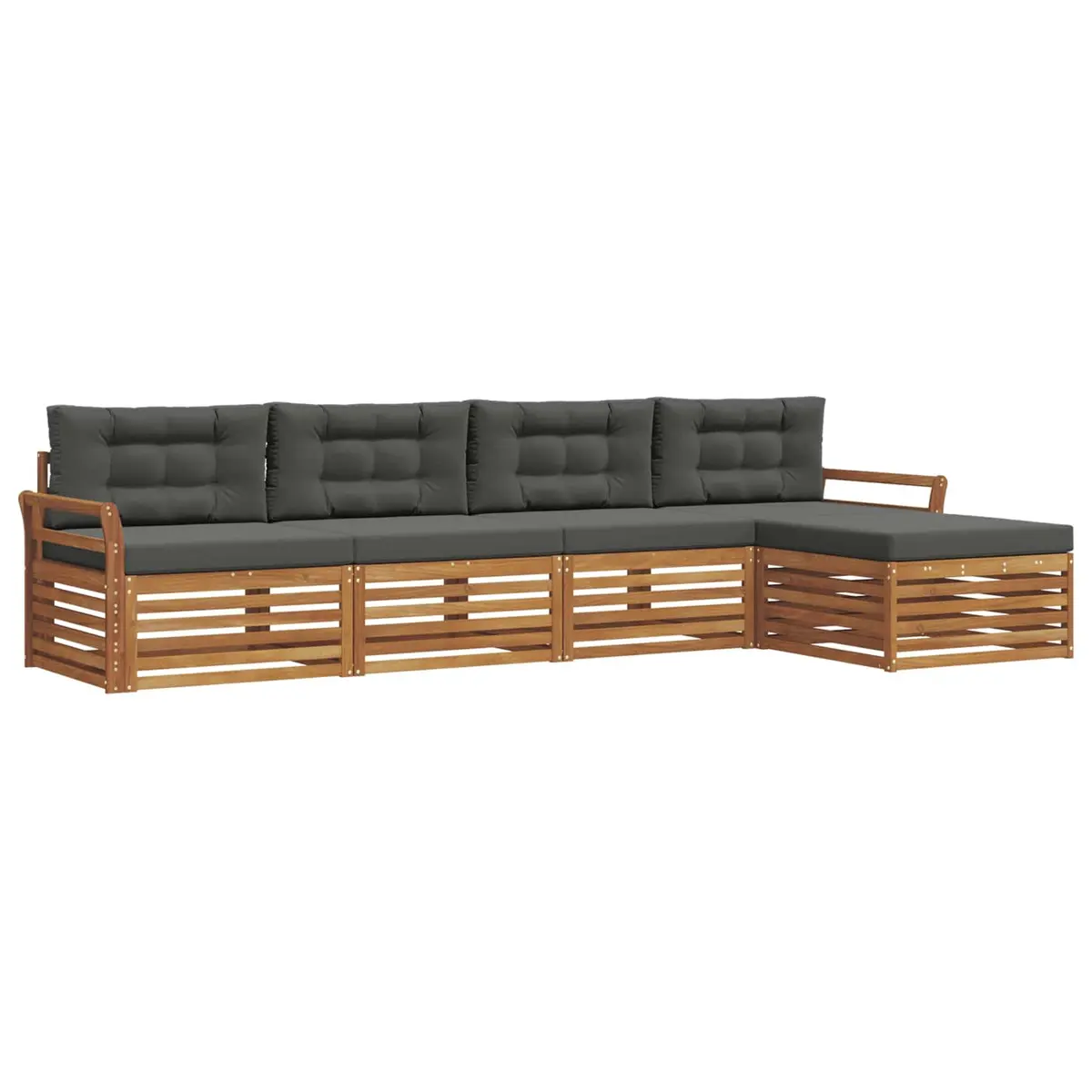 Outdoor Sofa Set Modular 5 Piece Acacia Wood Natural Finish