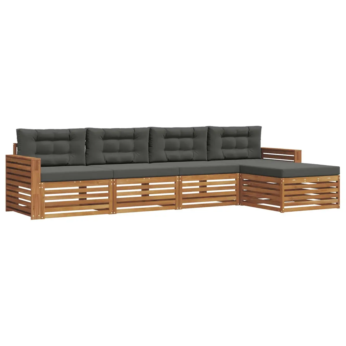 Outdoor Sofa Set Modular 5 Pieces Acacia Wood with Cushions