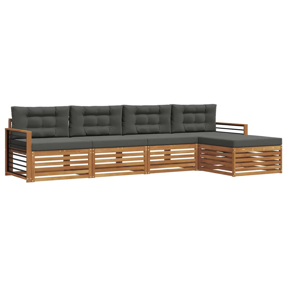 Modular Outdoor Sofa Set 5 Pieces Natural Acacia Wood Garden Furniture