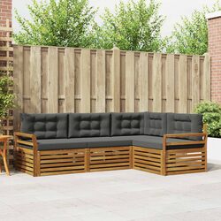 4-Piece Outdoor Sofa Set with Cushions in Natural Anthracite
