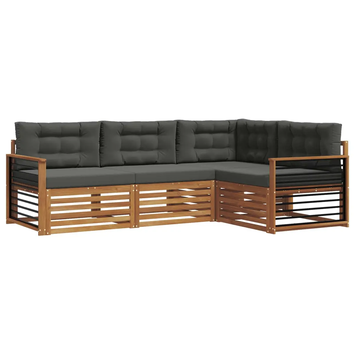 Outdoor Sofa Set 4 Pcs Garden Furniture Acacia Wood with Cushions Patio Seating