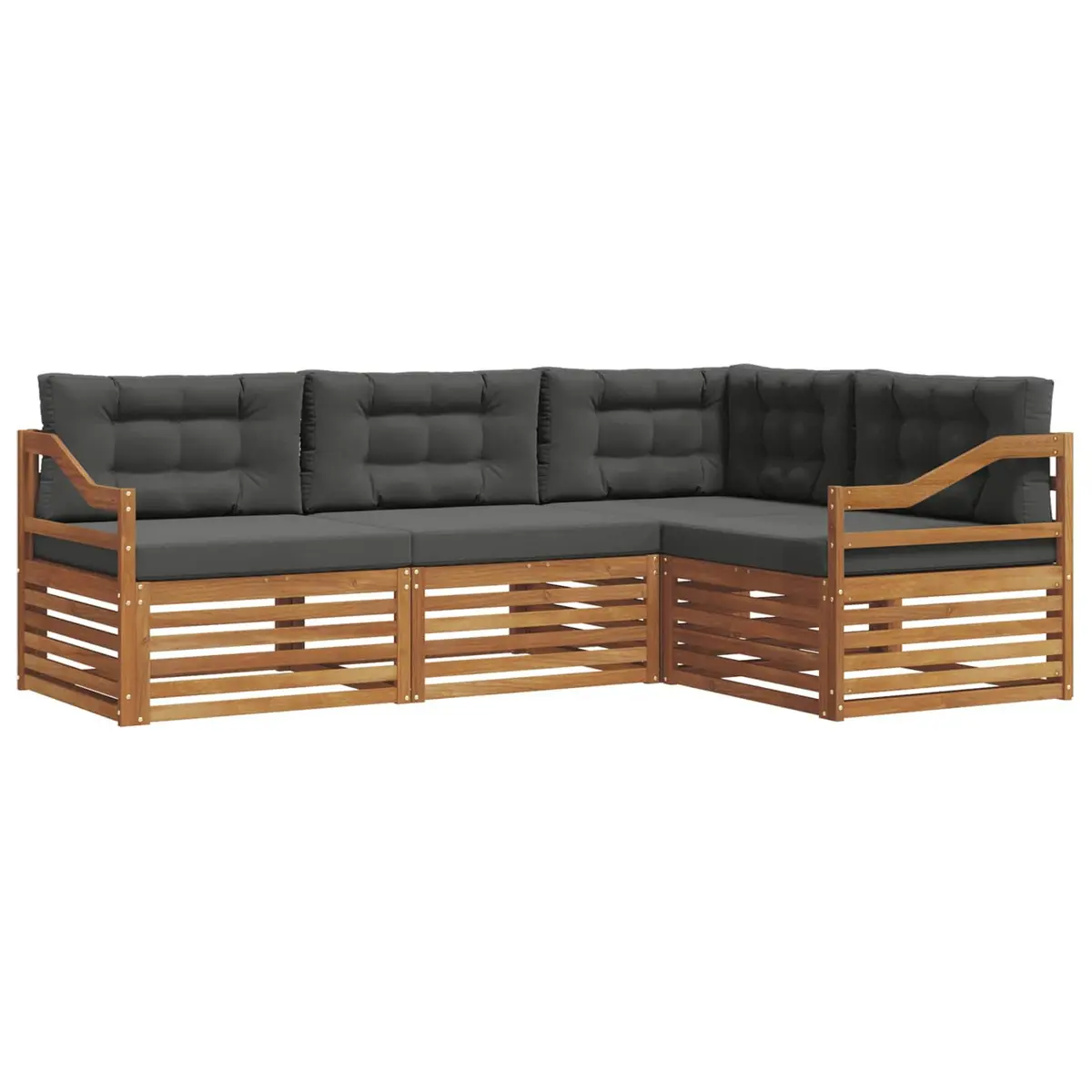 Outdoor Sofa Set 4 Piece Garden Furniture with Cushions Brown Anthracite Patio