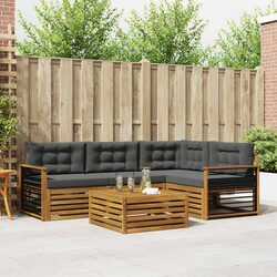 5-Piece Patio Lounge Set with Cushions in Brown