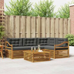 5-Piece Brown Outdoor Sofa Set with Cushions