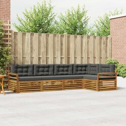5-Piece Garden Sofa Set with Cushions in Brown