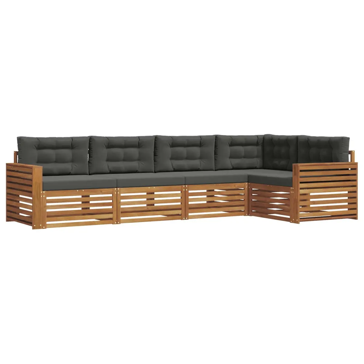 Outdoor Sofa Set 5 Pieces Garden Furniture with Cushions Natural Wood Seating