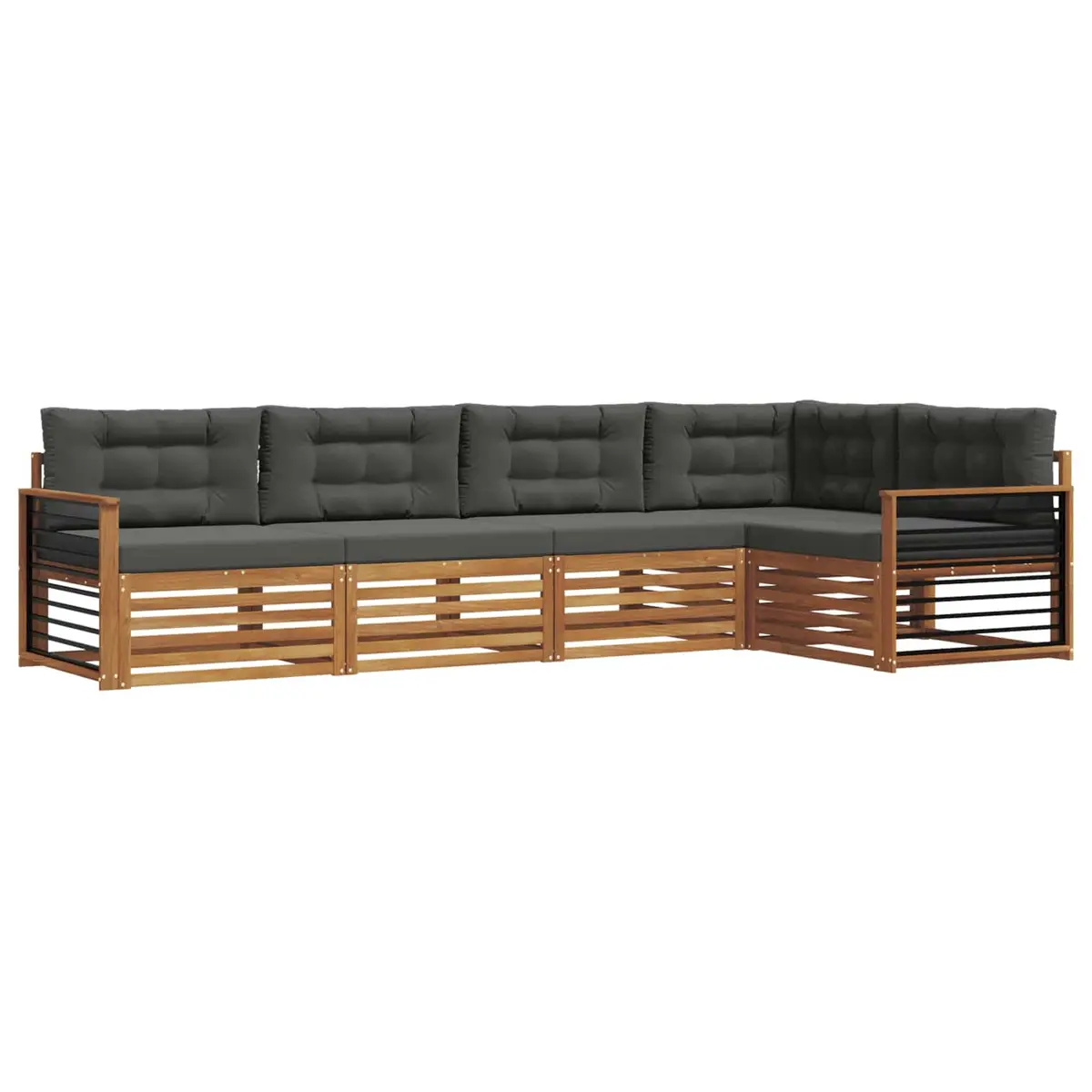 Outdoor Sofa Set Modular Lounge 5 Piece Solid Acacia Wood Brown