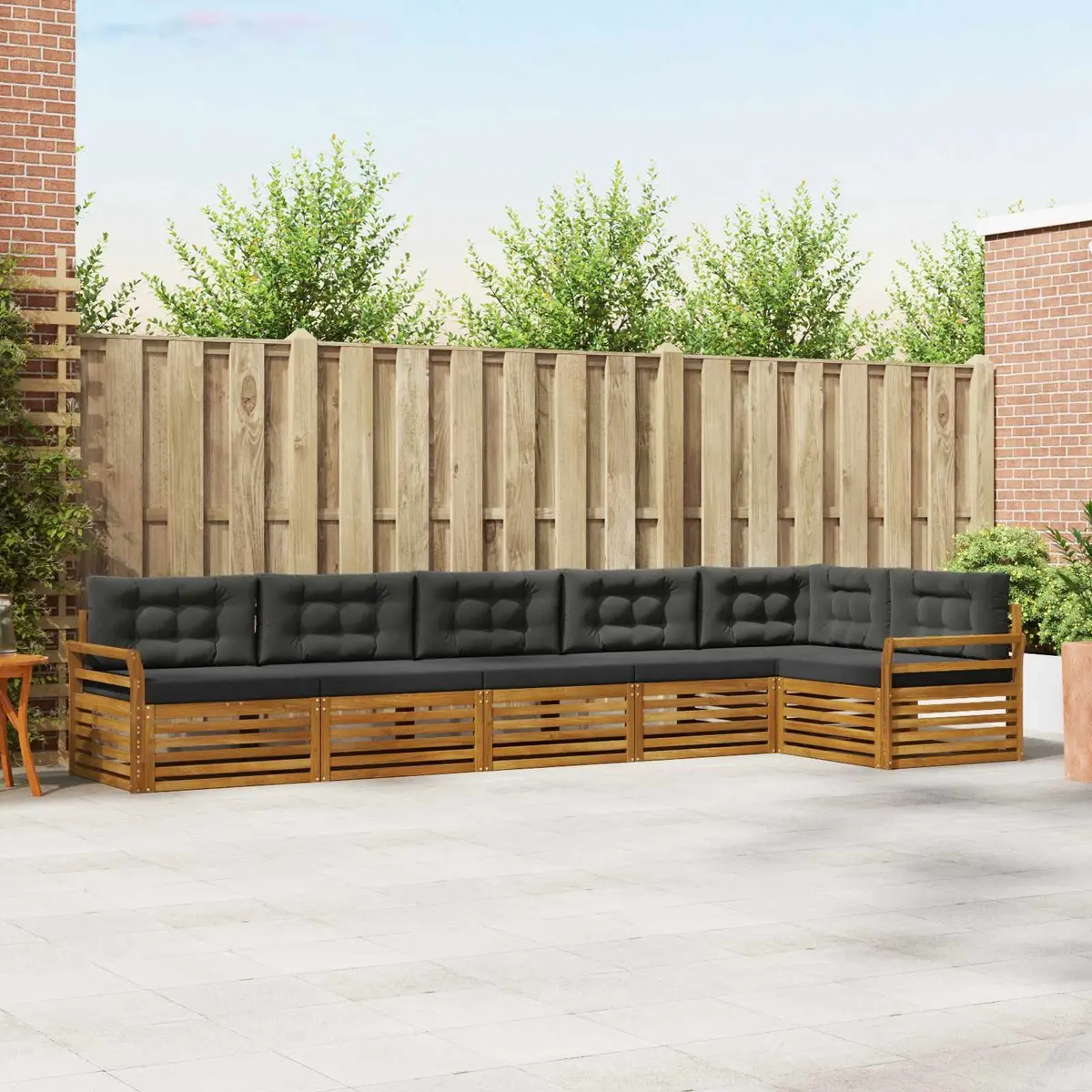 Outdoor Sofa Set 6 Piece Garden Furniture Acacia Wood Modular with Cushions