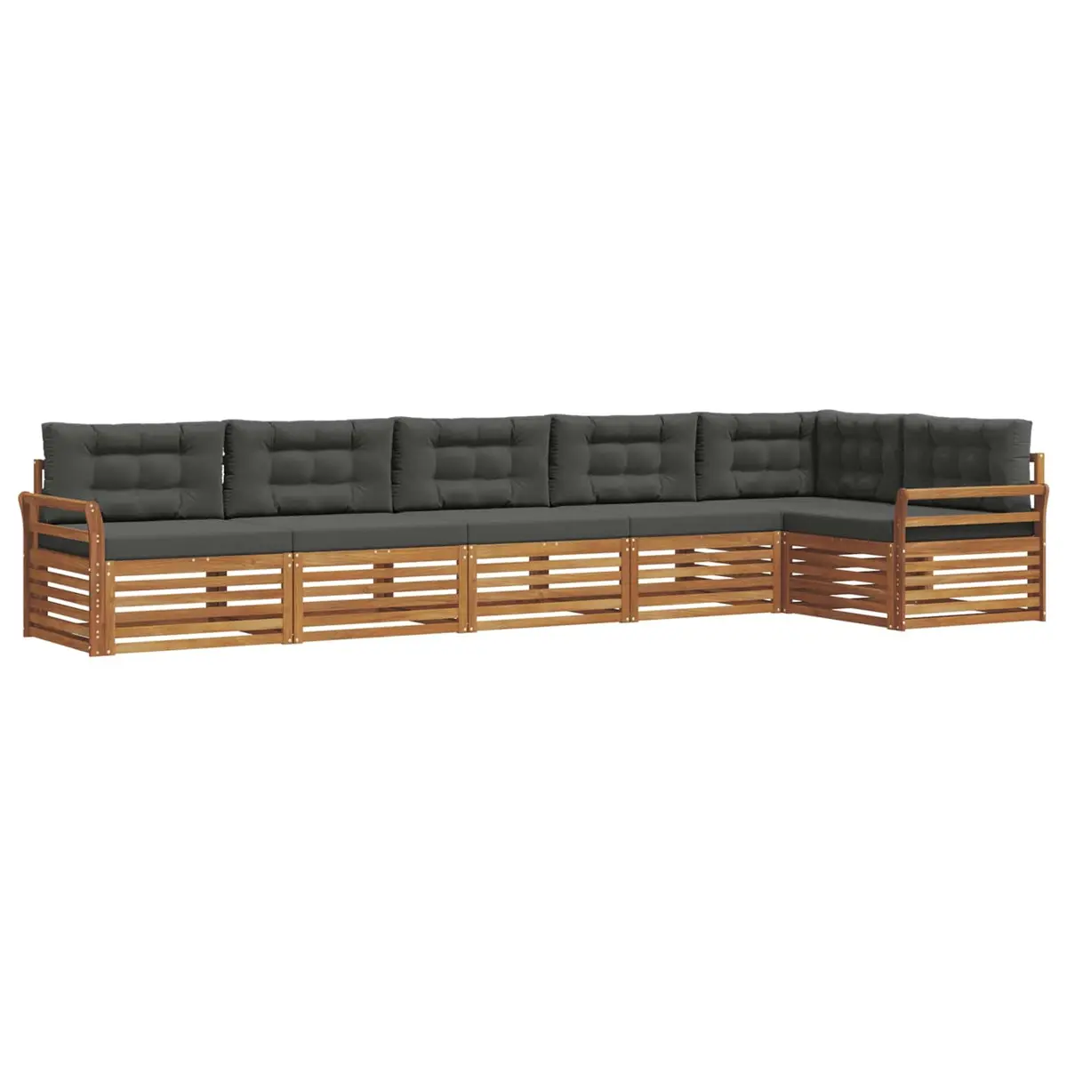 Outdoor Sofa Set Modular 6 Piece Acacia Wood with Cushions