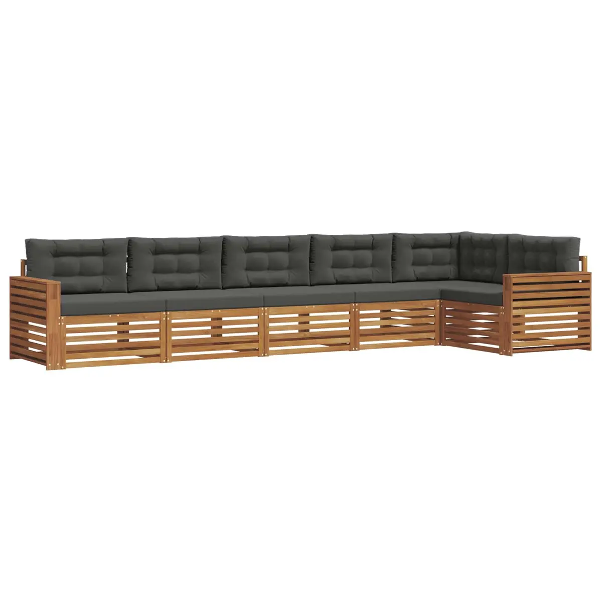 Outdoor Sofa Set Modular 6 Piece Brown Solid Acacia Wood with Cushions