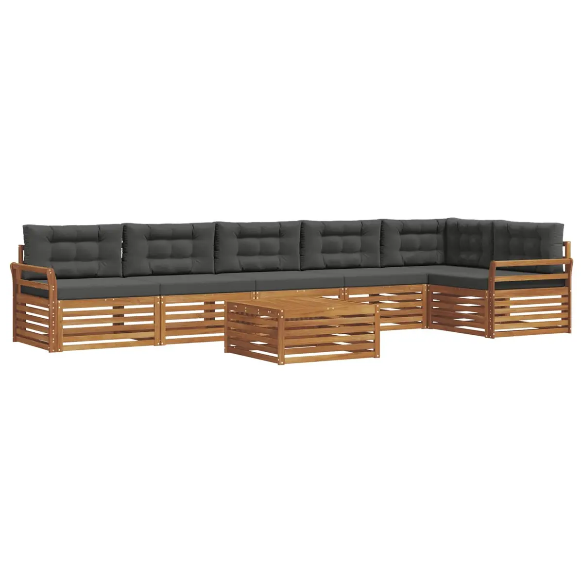 Outdoor Sofa Set Modular 7 Pieces Acacia Wood Brown