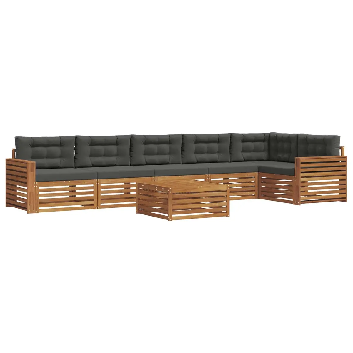 Outdoor Sofa Set Modular 7 Piece Acacia Wood with Cushions