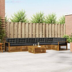 7-Piece Modular Outdoor Sofa Set with Brown Cushions