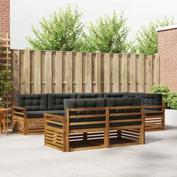 7-Piece Modular Outdoor Sofa Set in Brown Acacia Wood