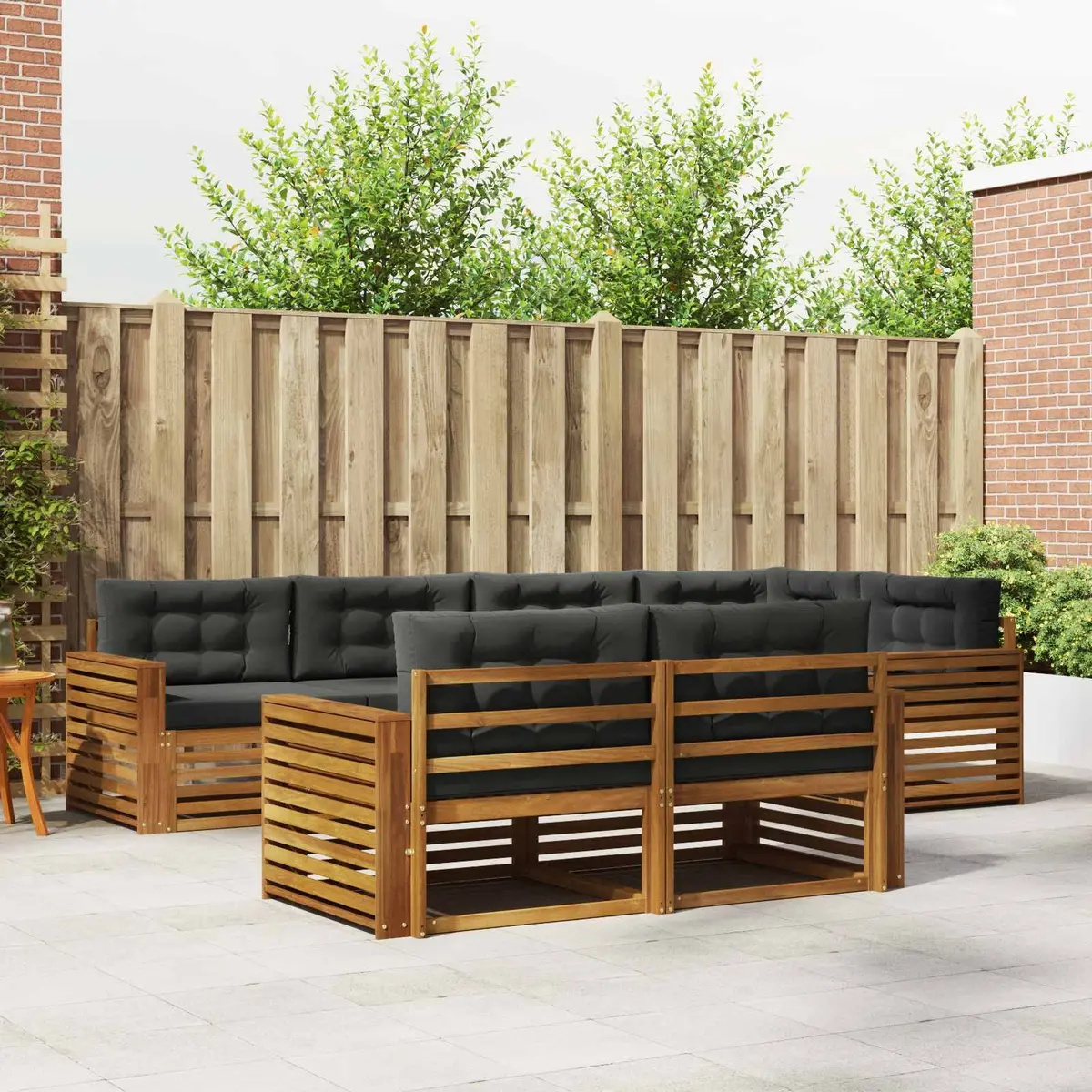 Outdoor Sofa Set Modular Natural Brown 7 Piece Solid Acacia Wood