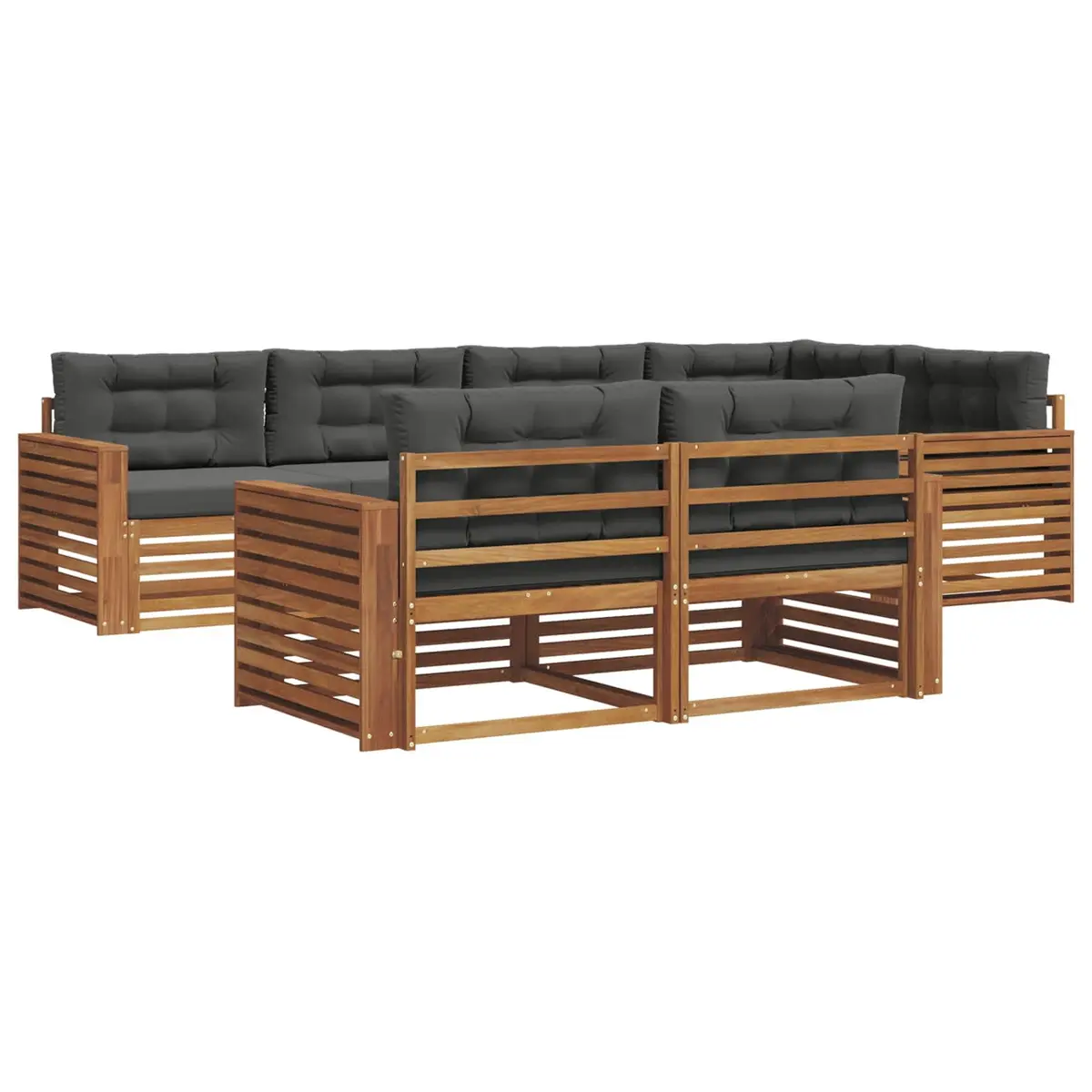 Outdoor Sofa Set Modular Natural Brown 7 Piece Solid Acacia Wood
