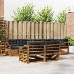 7-Piece Brown Acacia Outdoor Sofa Set with Cushions