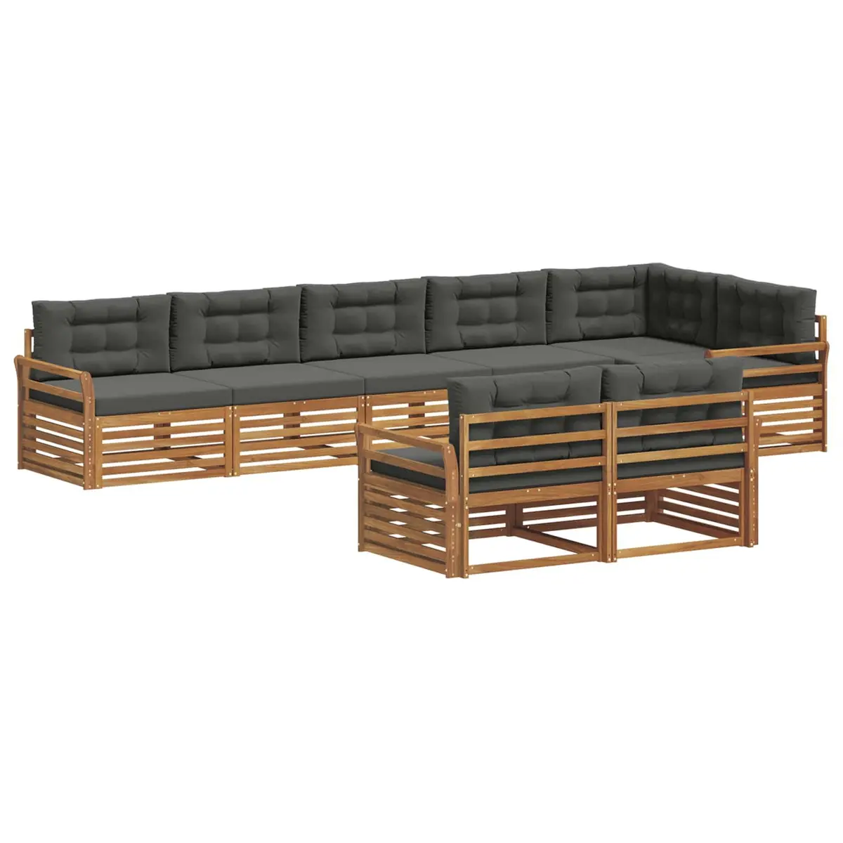 Outdoor Sofa Set Modular 8 Piece Brown Anthracite Solid Acacia Wood with Cushions