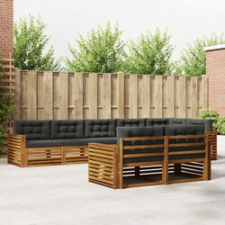8-Piece Modular Outdoor Sofa Set with Cushions in Brown