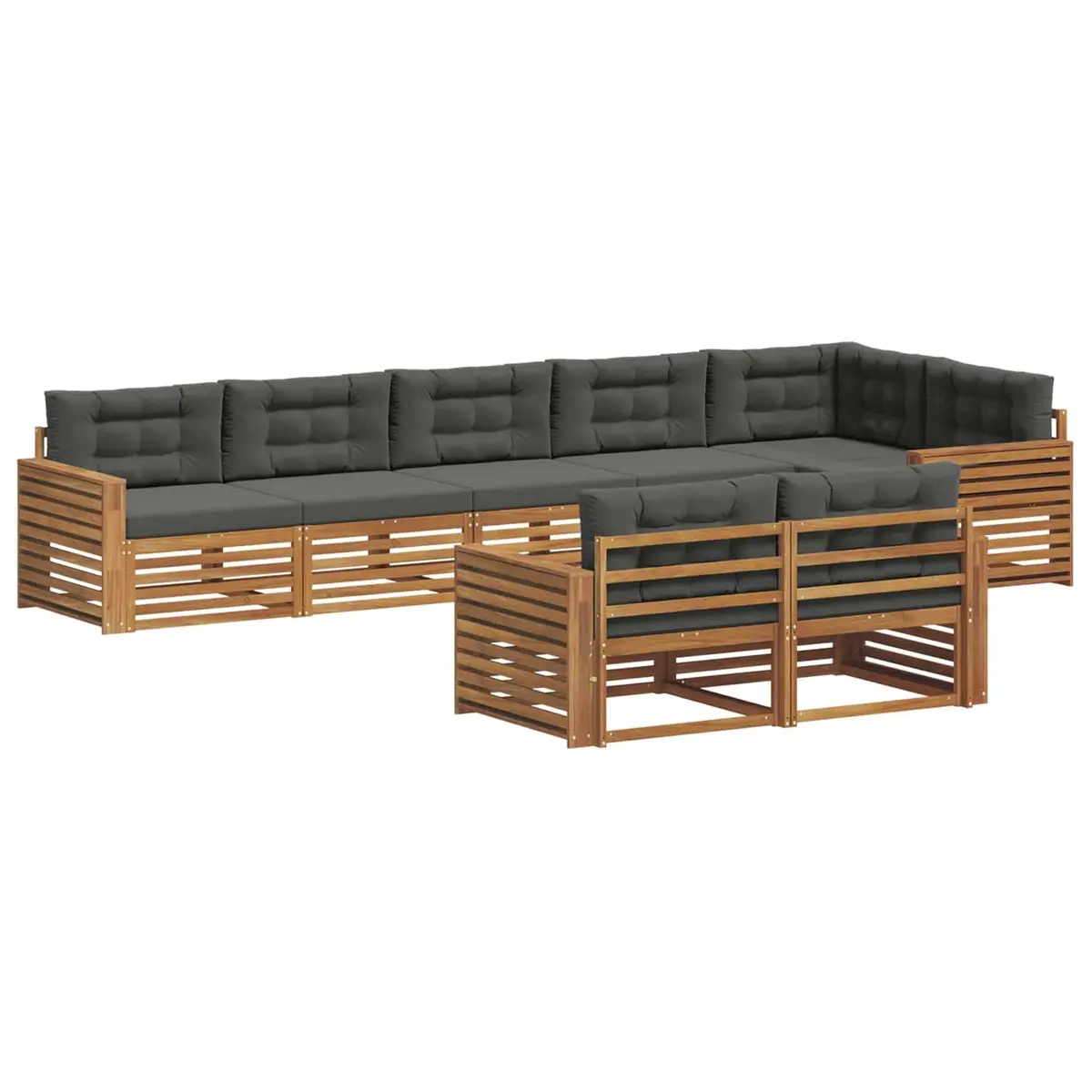 Outdoor Sofa Set Modular 8 Piece Brown Acacia Wood