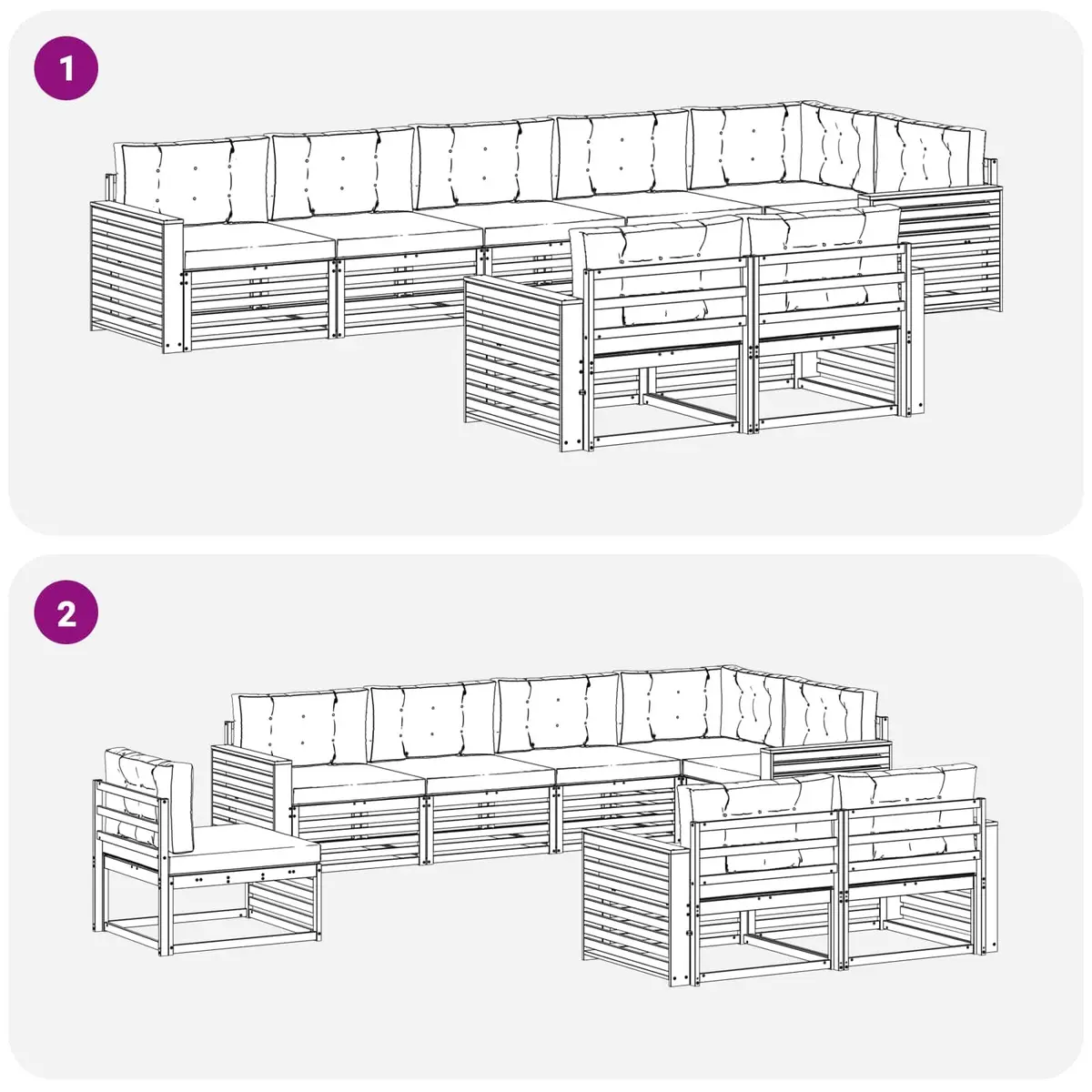 Outdoor Sofa Set Modular 8 Piece Brown Acacia Wood