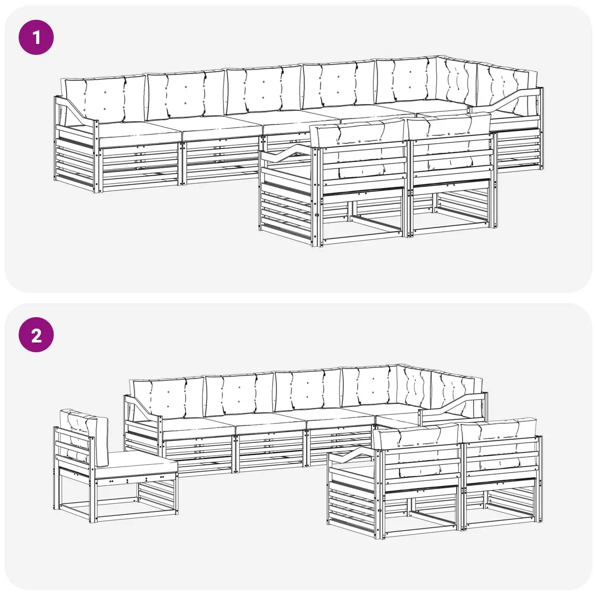 Outdoor Sofa Set Modular 8 Piece Garden Furniture Acacia Wood with Cushions