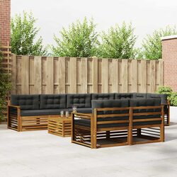 9-Piece Brown Modular Outdoor Sofa Set with Cushions