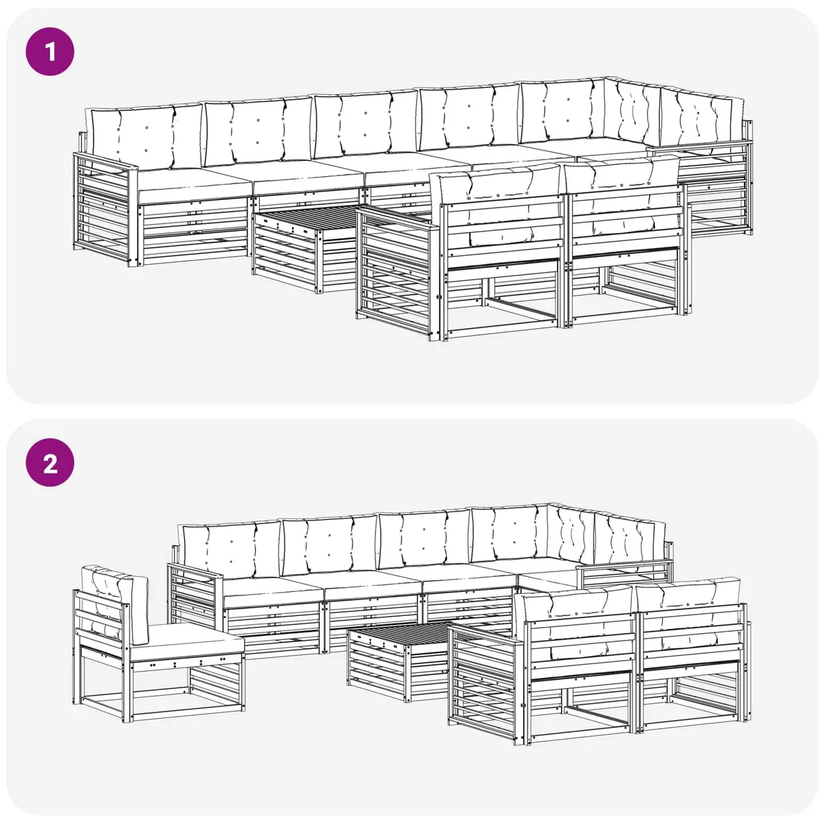 Outdoor Sofa Set Modular Lounge 9 Piece Brown Solid Acacia Wood with Cushions