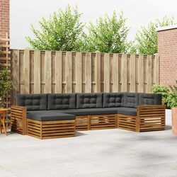 6-Piece Outdoor Sofa Set with Cushions in Natural Anthracite