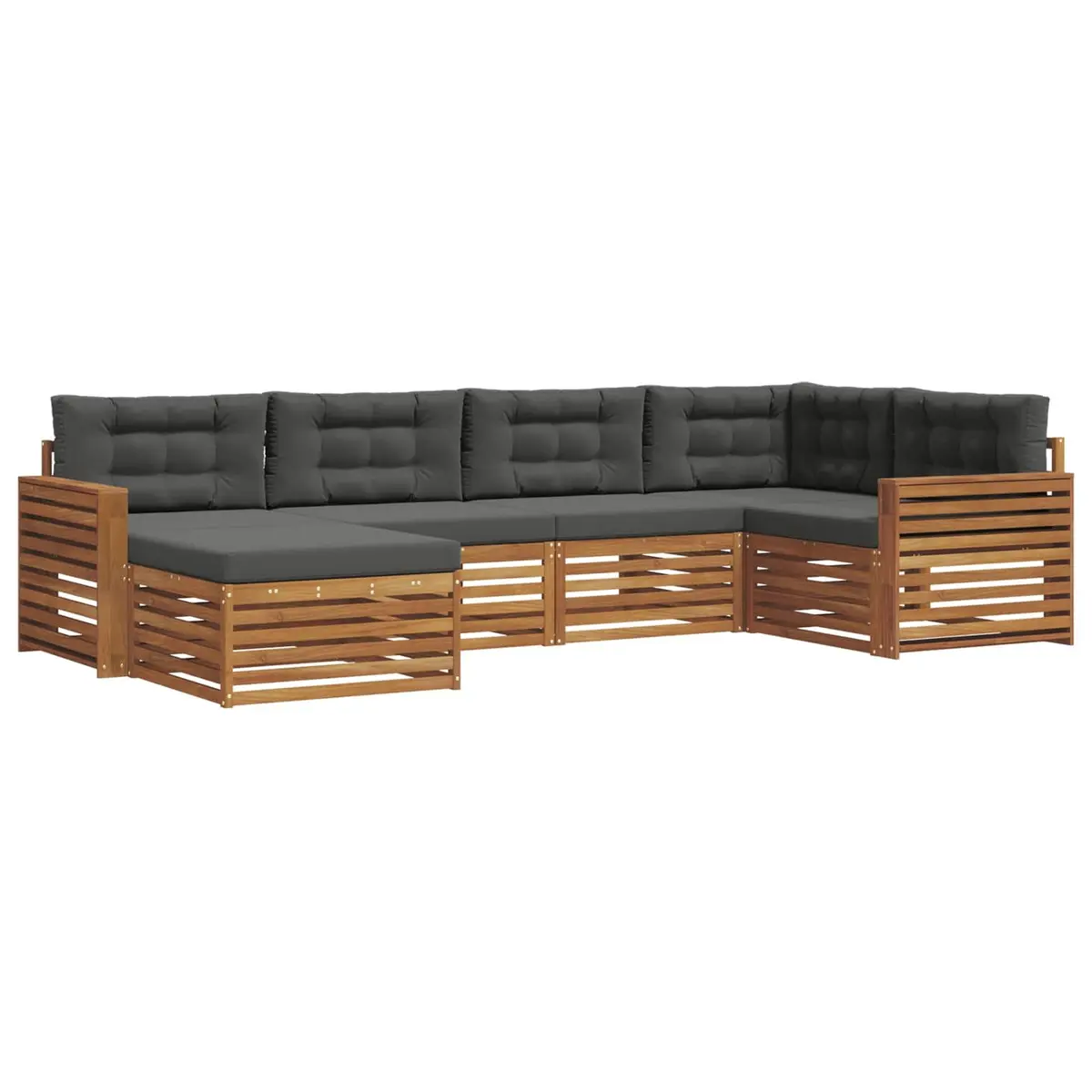 Outdoor Sofa Set Natural Anthracite 6 Piece Solid Acacia Wood
