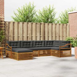 6-Piece Outdoor Sofa Set with Cushions in Natural Anthracite