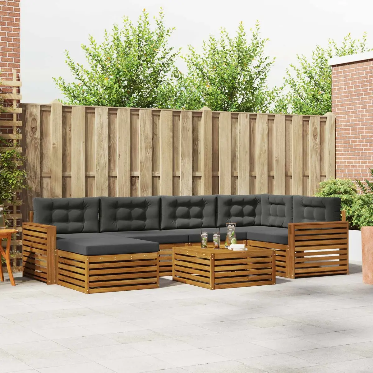 Outdoor Sofa Set 7 Piece Acacia Wood Garden Furniture with Cushions Lounge