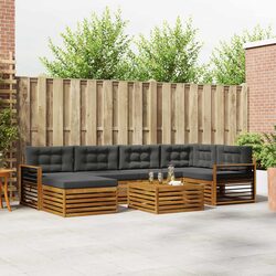 7-Piece Outdoor Sofa Set with Acacia Wood and Cushions
