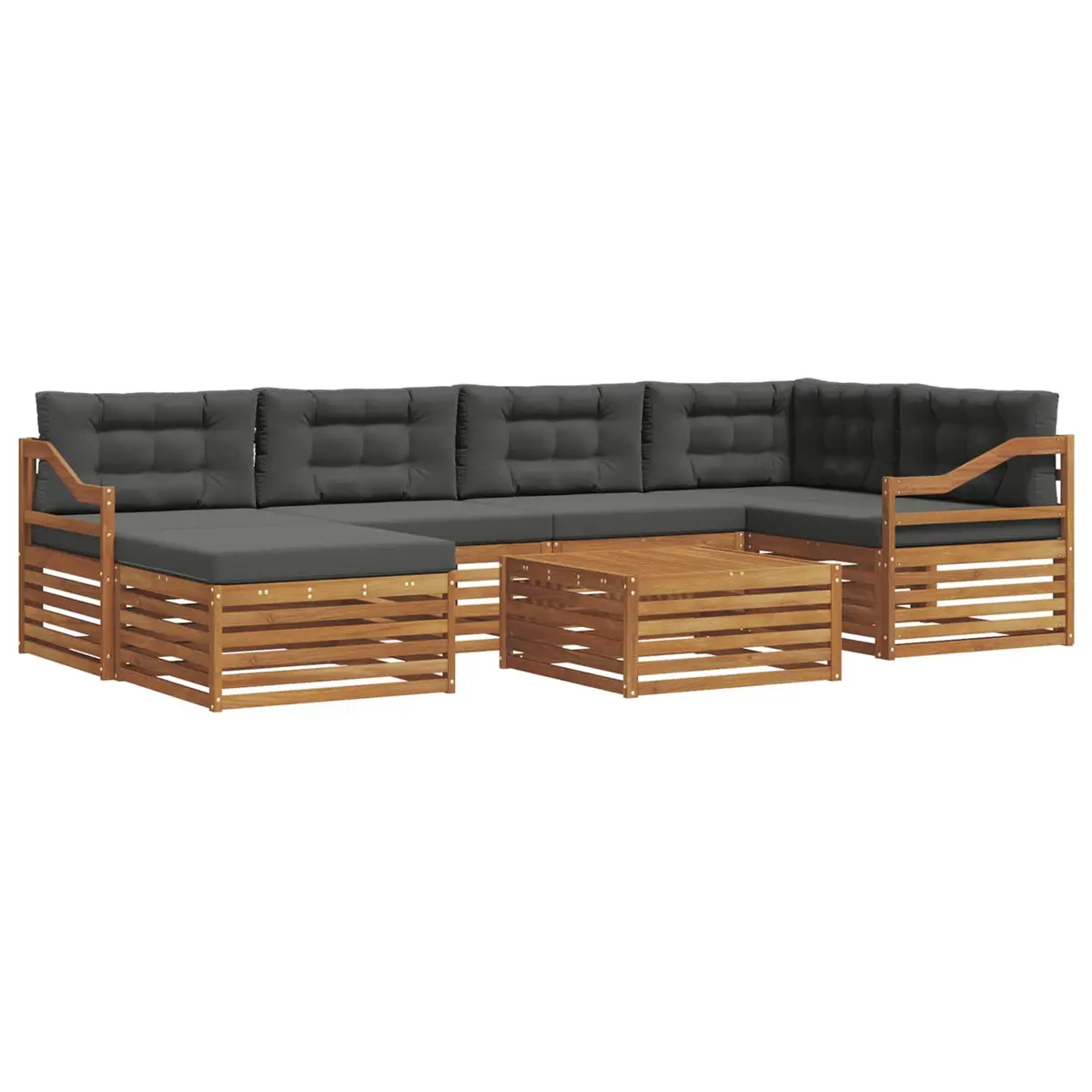 Outdoor Sofa Set Modern 7 Piece Acacia Wood with Cushions Brown