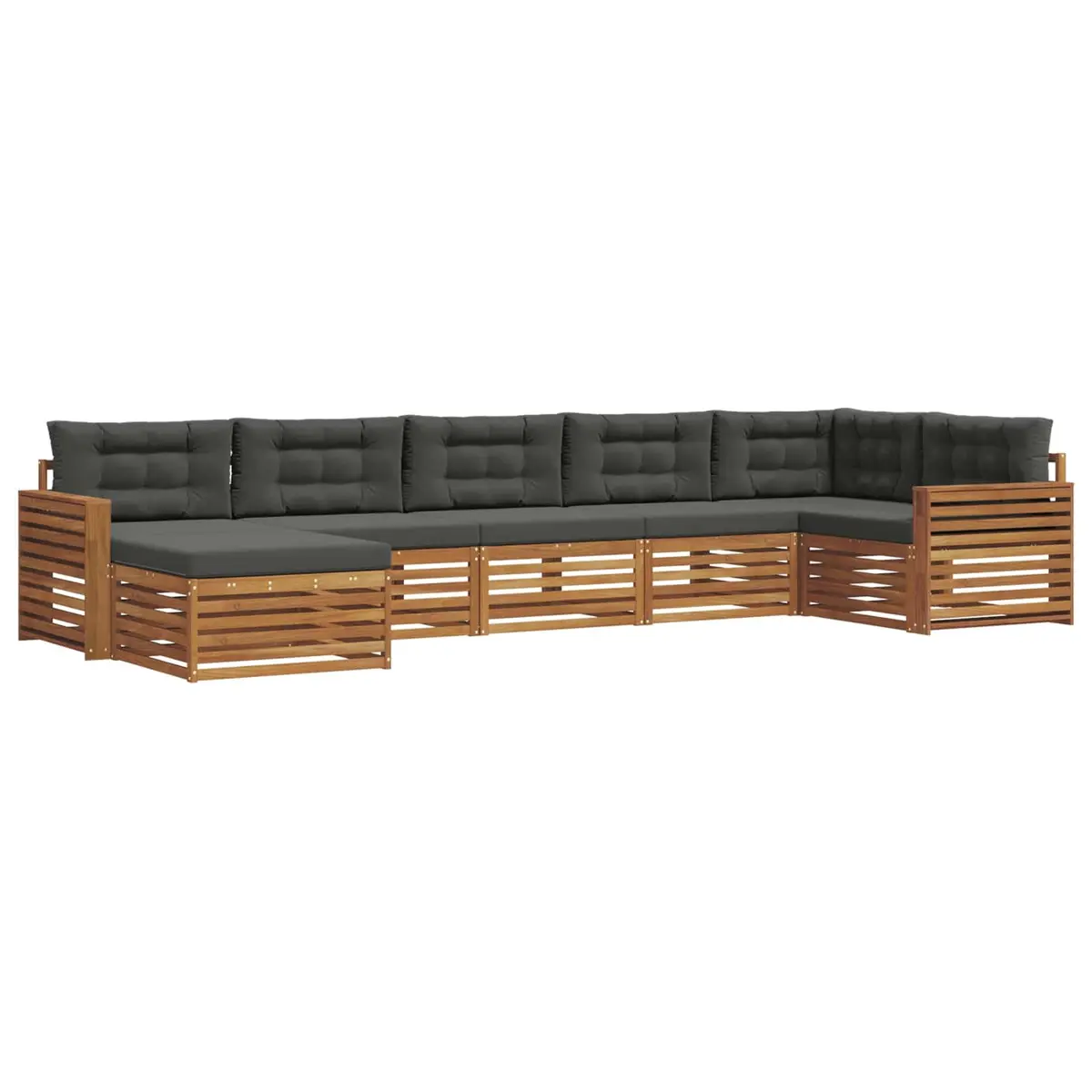 Outdoor Sofa Set 7 Piece Garden Furniture Acacia Wood with Cushion Brown