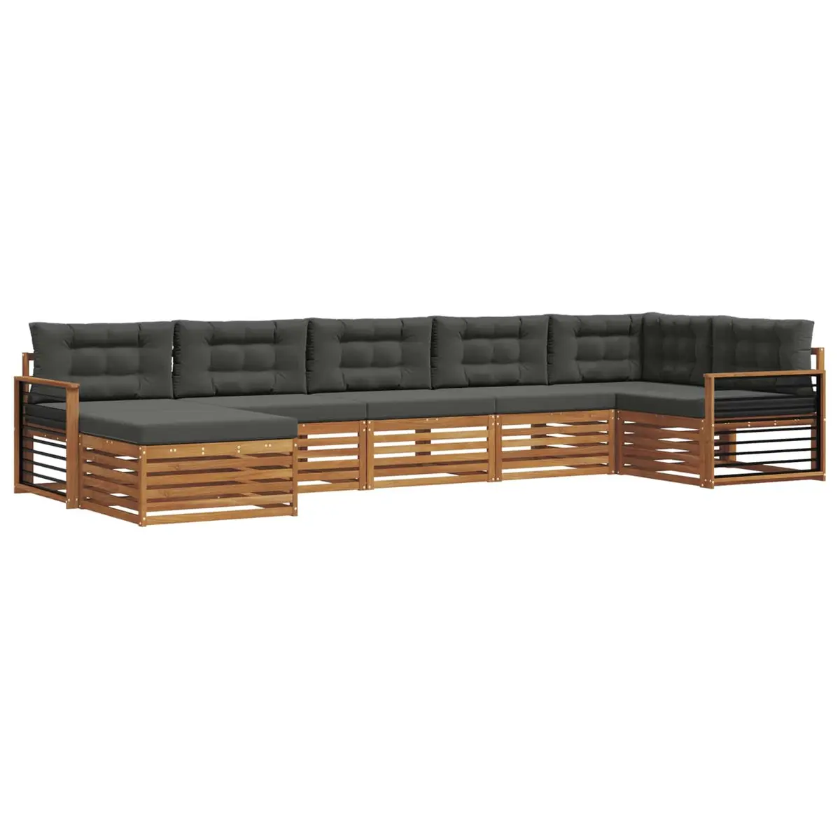 Outdoor Sofa Set Modular 7 Piece Natural Anthracite Acacia Wood Garden Furniture