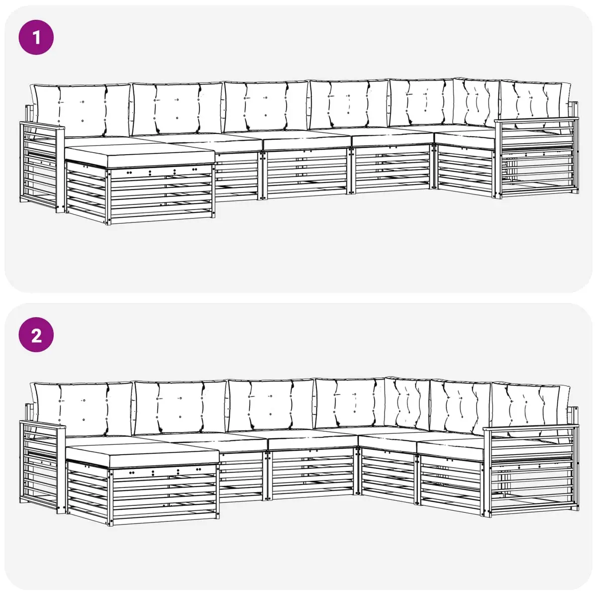 Outdoor Sofa Set Modular 7 Piece Natural Anthracite Acacia Wood Garden Furniture