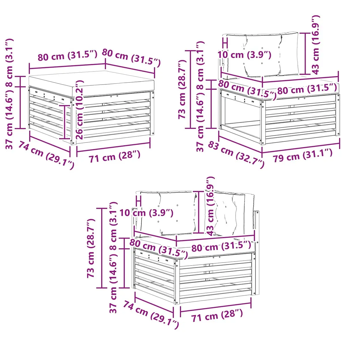 Outdoor Sofa Set 7 Pcs with Cushions Garden Furniture Terrace Lounge Seating