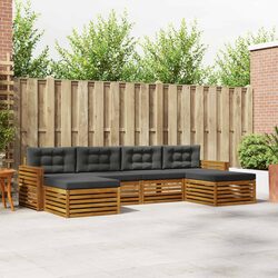 6-Piece Modular Acacia Outdoor Sectional Sofa Set
