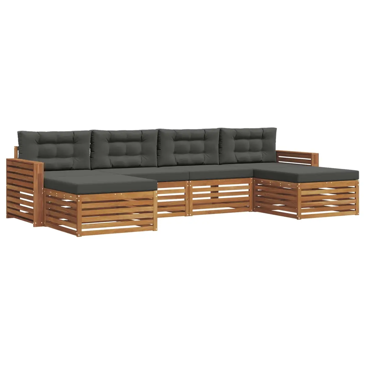 Modular Outdoor Sofa Set 6 Pieces Acacia Wood Natural Anthracite Garden Patio Seating
