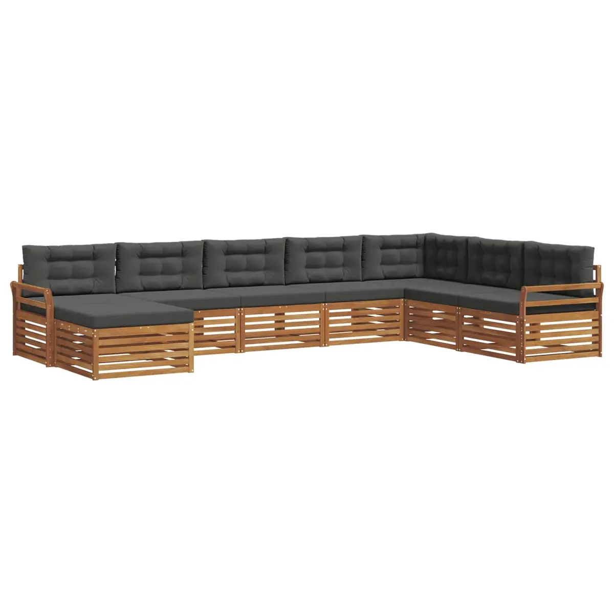 Outdoor Sofa Set Modern 8 Piece Natural Anthracite Acacia Wood