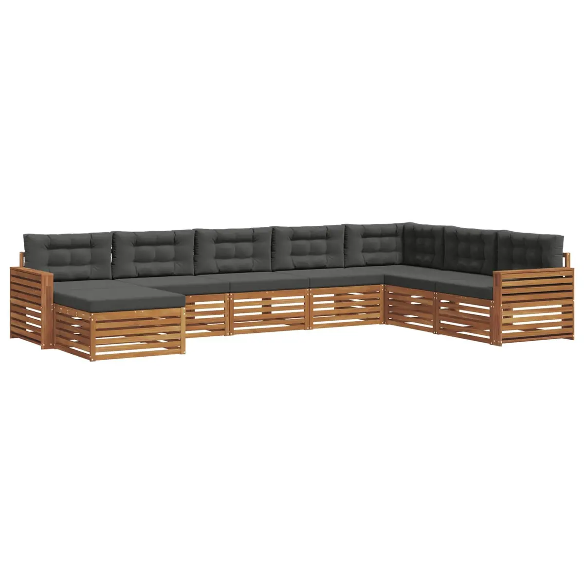 Outdoor Sofa Set Modular Natural Anthracite 8 Piece Solid Acacia Wood