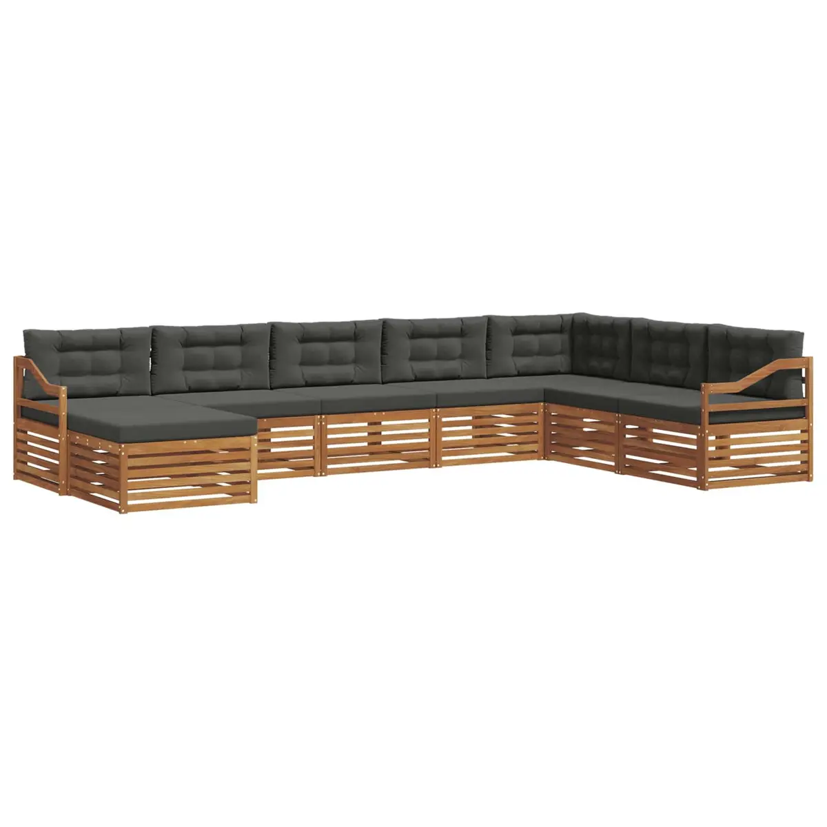 Outdoor Sofa Set Modular 8 Pieces Natural Anthracite Solid Acacia Wood