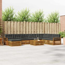 9-Piece Outdoor Sectional Sofa Set in Natural Anthracite