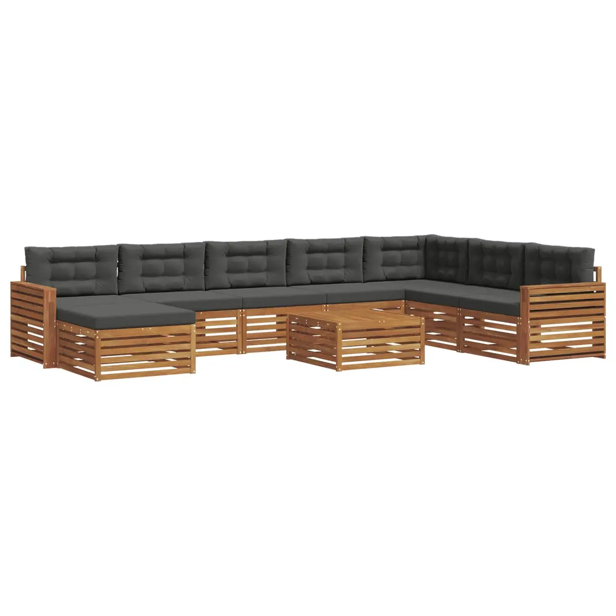 Outdoor Sofa Set Natural Anthracite 9 Piece Acacia Wood Patio Sectional