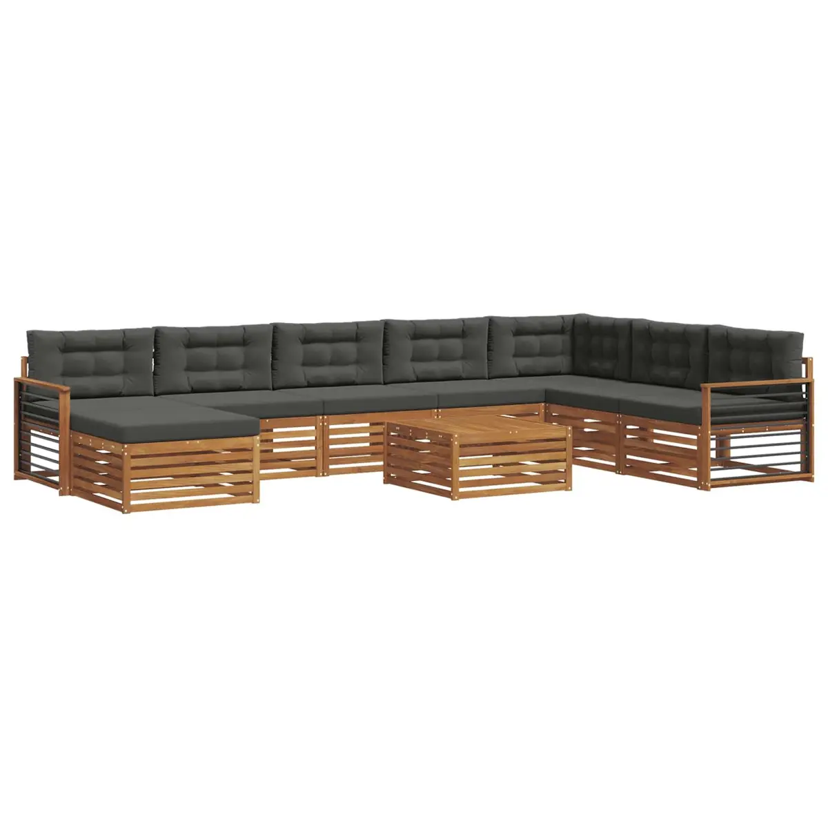 Outdoor Sofa Set Modular Sectional 9 Pieces Natural Anthracite Solid Acacia Wood