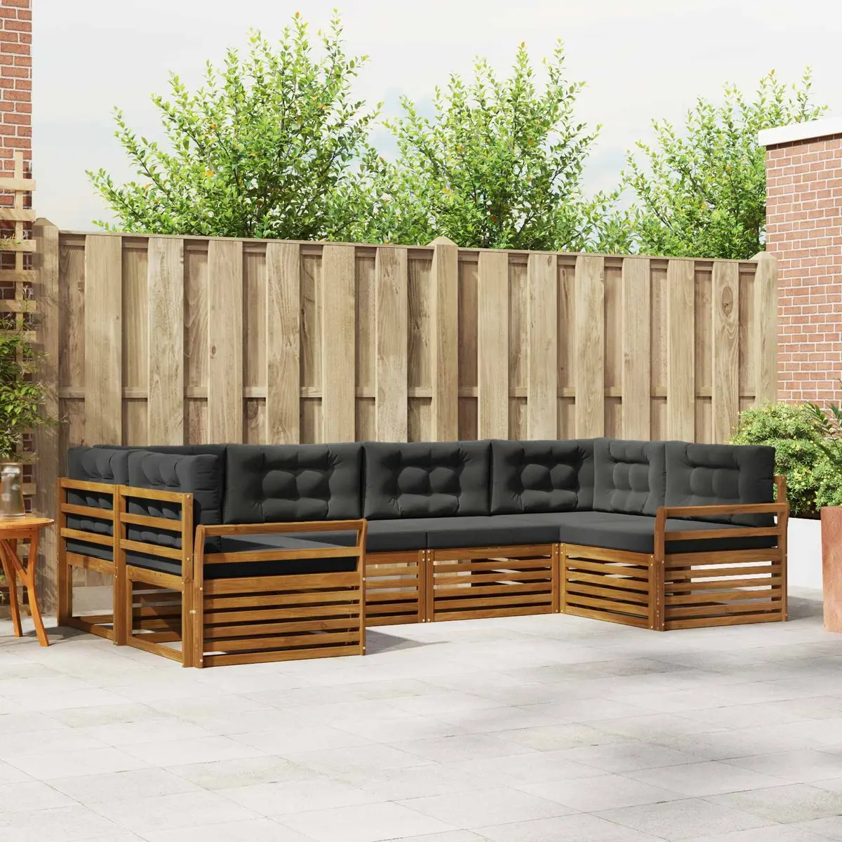 Outdoor Sofa Set Modular Natural Anthracite Solid Acacia 6 Piece