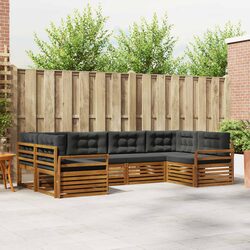 6 Piece Outdoor Sectional Sofa Set in Natural Anthracite
