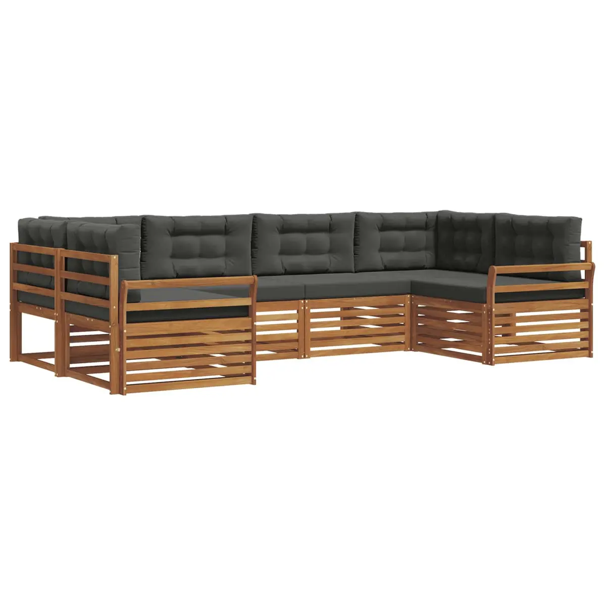 Outdoor Sofa Set Modular Natural Anthracite Solid Acacia 6 Piece