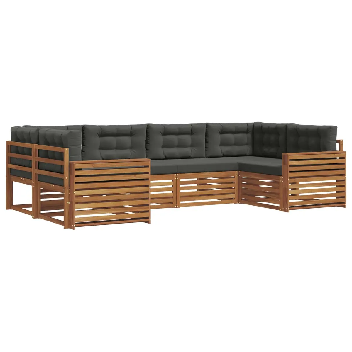Outdoor Sofa Set Modular 6 Piece Natural Anthracite Acacia Wood